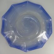 Nailsea style large glass dish signed G