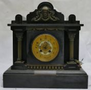 19th Century black slate mantle clock wi