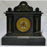 19th Century black slate mantle clock wi