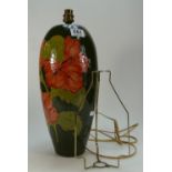 Moorcroft Hibiscus lamp base on green ba