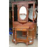 Edwardian carved mahogany mirror backed hall stand