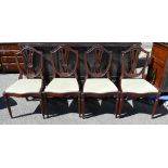 A set of 4 hepplewhite reproduction mahogany camel back dinning chairs (4)