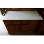 Pitch pine marble topped sideboard