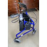 Lightweight blue aluminium Rollator walking aid