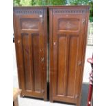 2 singled door 20th century carved oak wardrobes (2)