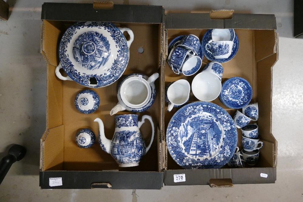 A good collection of Royal Tudor blue and white dinner ware in the Coaching taverns pattern to