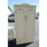 White French style 2 door bedroom wardrobe (water damage to sides)