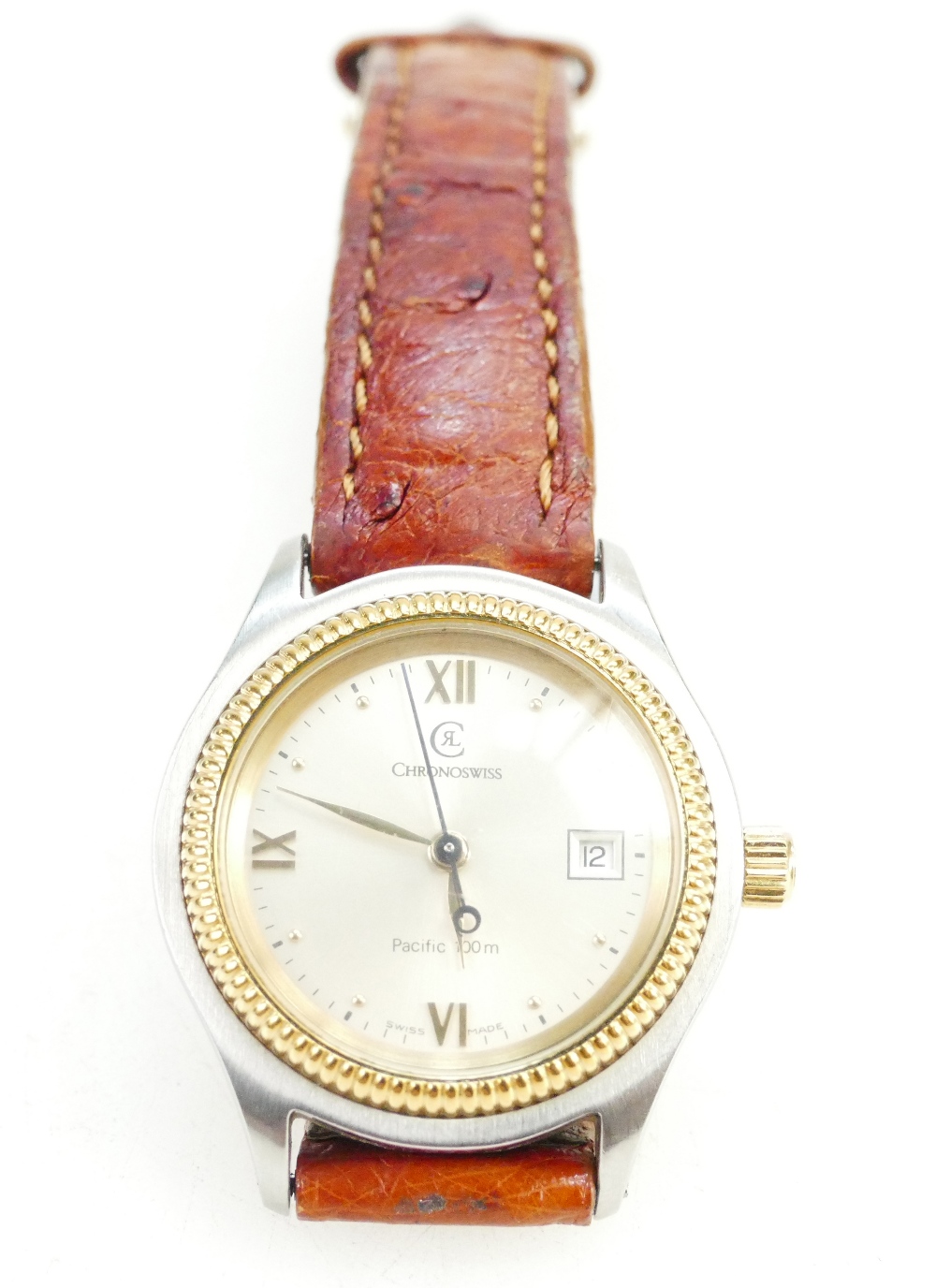 Ladies Chronoswiss Ladies wristwatch with brown leather strap,