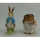 Beswick Beatrix Potter figures Mrs Tiggywinkle and Peter Rabbit both BP2 (2)