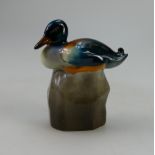 Royal Doulton rare early model of a mallard duck seated on raised rock,