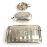 3 Silver items - double sovereign case Birmingham 1907,