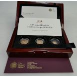Three coin - full sovereign, half sovereign and quarter sovereign - proof set .22 gold.