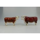 Beswick Hereford bull 1363A and Cow 1360 (2)