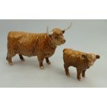 Beswick Highland cow 1740 and calf 1827D (2)