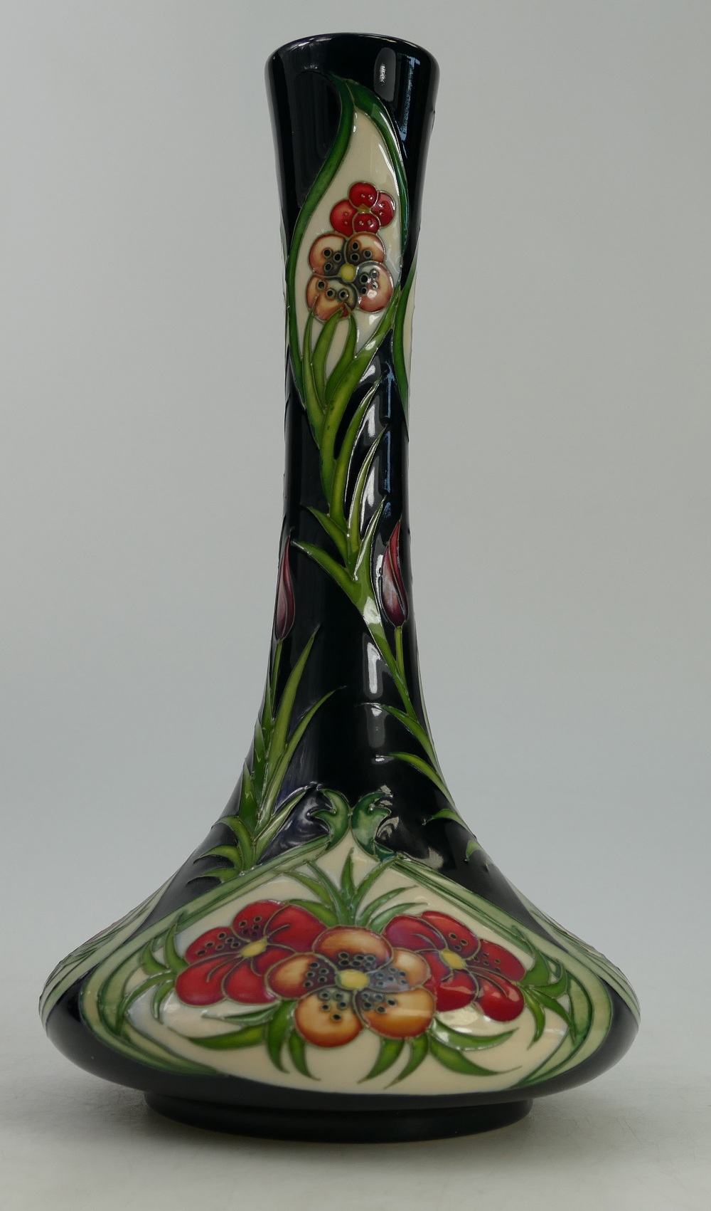 Moorcroft vase decorated in the Florian Flame design by Rachel Bishop 2009, height 24.