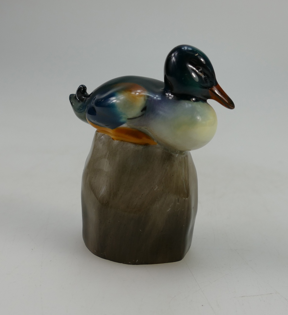 Royal Doulton rare early model of a mallard duck seated on raised rock, - Image 3 of 3
