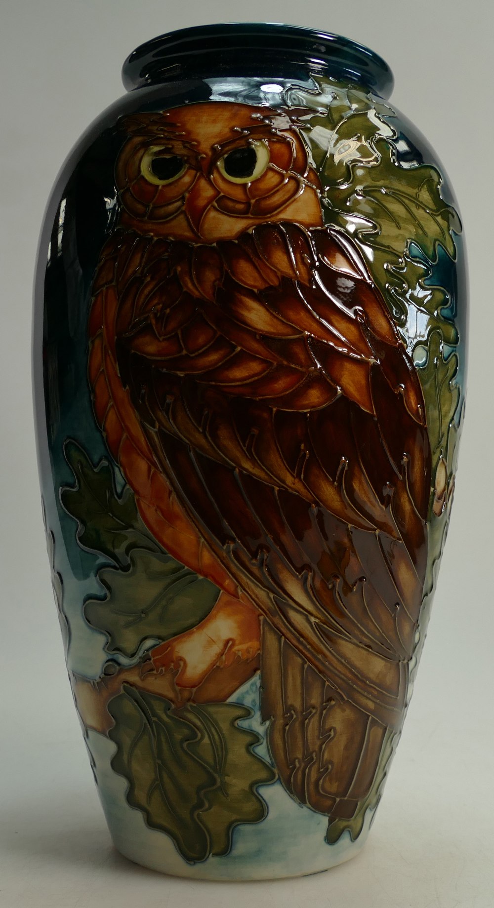 Moorcroft very large eagle owl vase by Sally Tuffin limited edition height 31. - Image 3 of 6