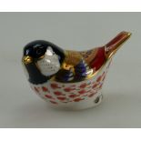 Royal Crown Derby paperweight Coal Tit with gold stopper (boxed)