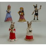 A collection of Royal Doulton Bunnykins Figures to include Judge DB188, Choir Singer DB223,