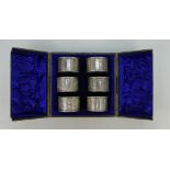 Cased Set of Six Silver Napkin Rings, Sheffield 1911,