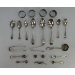 A collection of silver items including cutlery,