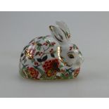 Royal Crown Derby paperweight Meadow Rabbit with gold stopper exclusive for collectors guild