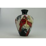 Moorcroft vase decorated in the Red Cardinal design, limited edition of 50,