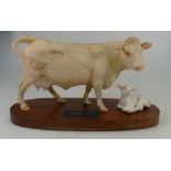 Beswick Connoisseur Charolais Cow and Calf on plinth model A2468/2652