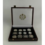 Box of 7 silver coins plus various cupro nickel - some with COA