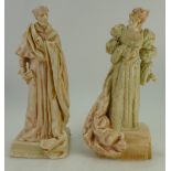 Royal Doulton early vellum pair figures Ellen Terry as Queen Catherine (neck and wrist re-glued)