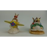 Royal Doulton Bunnykins figures Day Trip DB260 and Chocs Away DB267 limited edition for UKI