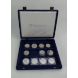 Box with 4 x silver coins and various cupro nickel coins - some with COA