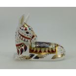 Royal Crown Derby Paperweight of seated Donkey,