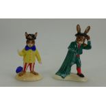 Royal Doulton Bunnykins figures Matador DB281 and Joker DB171 limited edition for UKI ceramics
