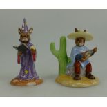 Royal Doulton Bunnykins figures Mexican DB316 and Wizard DB168 limited edition for UKI ceramics