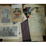 A collection of commemorative silk items including book markers, handkerchiefs,