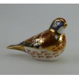 Royal Crown Derby paperweight Linnet with gold stopper (boxed)