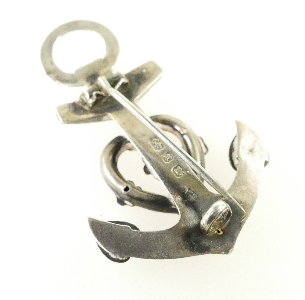 Victorian silver and gold anchor brooch (2. - Image 2 of 2