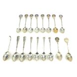 A collection of Silver & Enamel various gold spoons (276g)