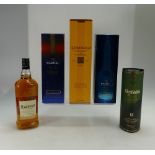 5 bottles of spirits to include Glen Fiddich, Teachers, Glenmorangie whisky,