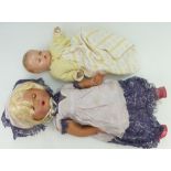 Vintage ceramic faced doll with moving eyes and another Canadian baby doll (2)