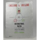 Football memorabilia, England V Ireland International match programme,