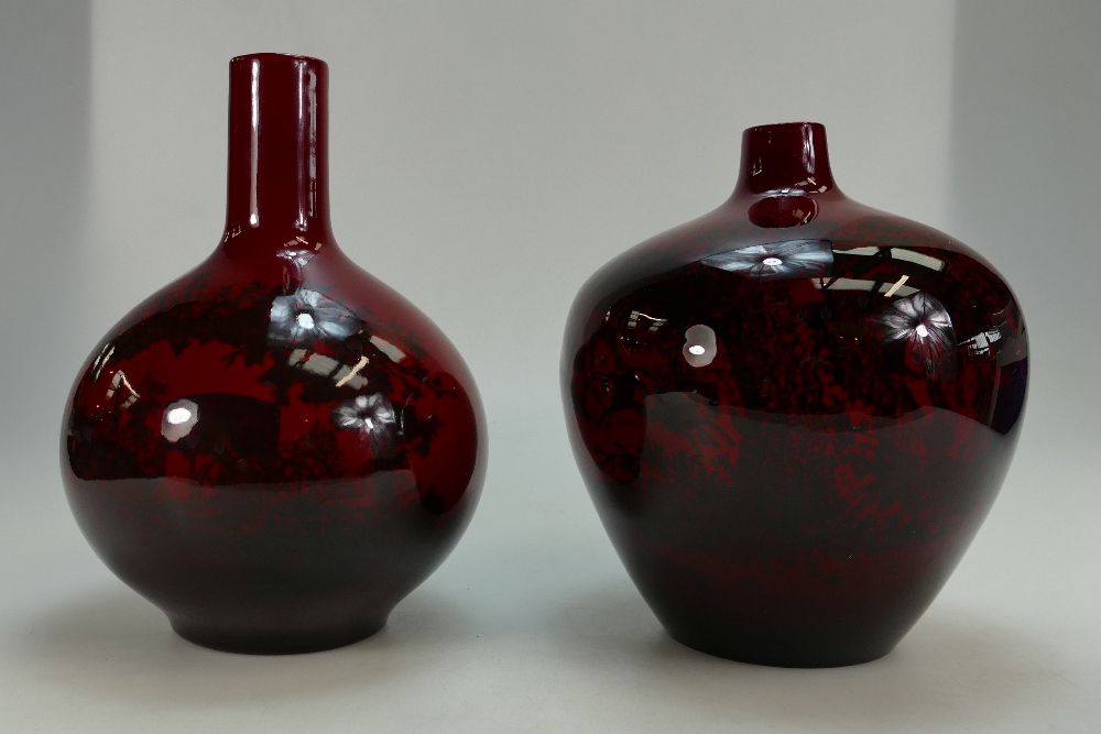 Royal Doulton flambe wood cut vases (heights 22cm and 25cm) (2) (some small scratches) - Image 3 of 3