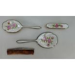 1930s Silver ladies dressing brush set decorated with roses (4)