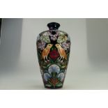 Moorcroft vase decorated in the Nightingale Lullaby design by Rachel Bishop 2013,