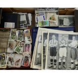 A collection of various cigarette cards, Ladies glamour cards, Topical Times footballers cards,