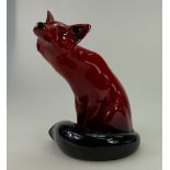 Royal Doulton large flambe model of a seated fox ,