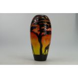 Moorcroft vase decorated with Giraffes in sunset design, collectors club 2013, height 19cm,