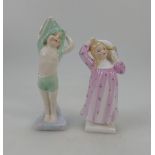 Royal Doulton figure Pillow Fight HN2270 and To Bed HN1805 (2)