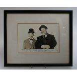 Signed and Framed Laurel and Hardy photograph with personal inscription to their Landlady Mrs Floyd